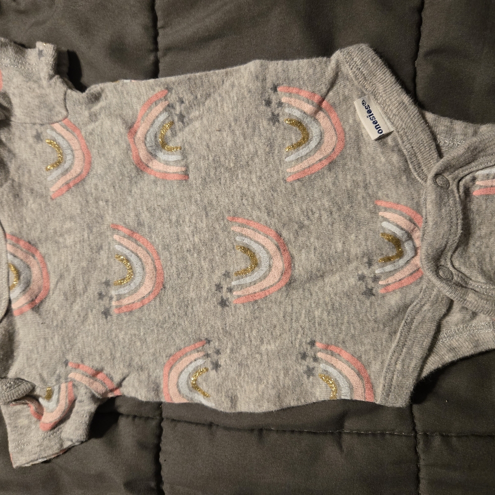 Gray Rainbow Baby Onesie